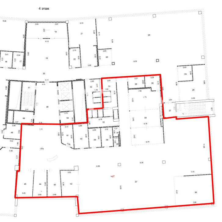 Планировка офиса 838 м², 4 этаж, БЦ «Крылатские Холмы, здание 3, Воздух»